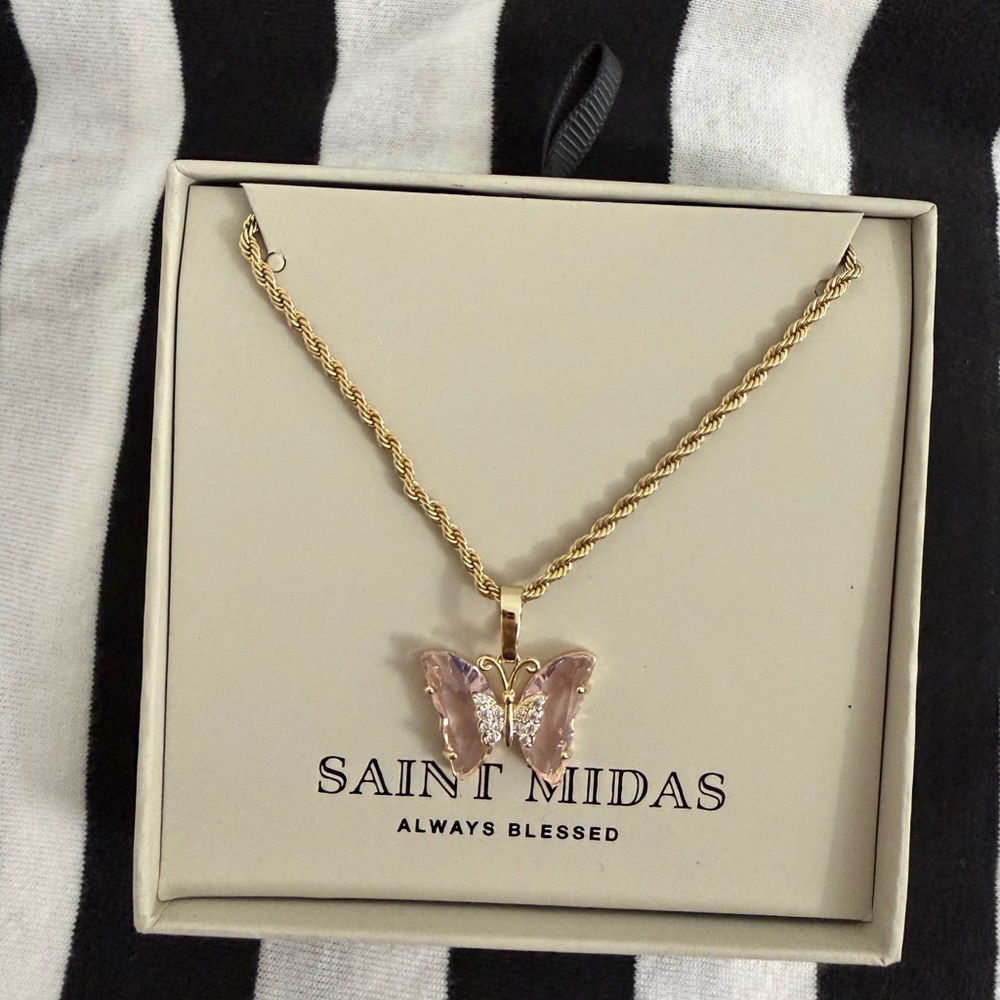 Gold and Purple Butterfly Pendant Necklace